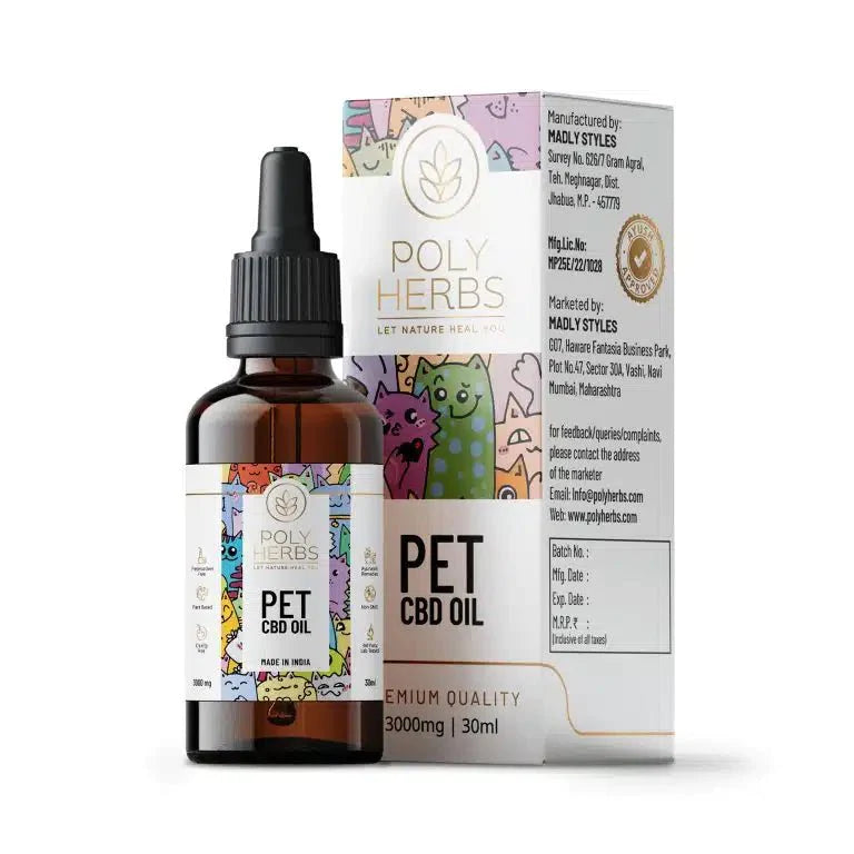 PolyHerbs - CBD Oil for Pets 3000mg | for Anxiety, Pain, Seizures, Tumor & More